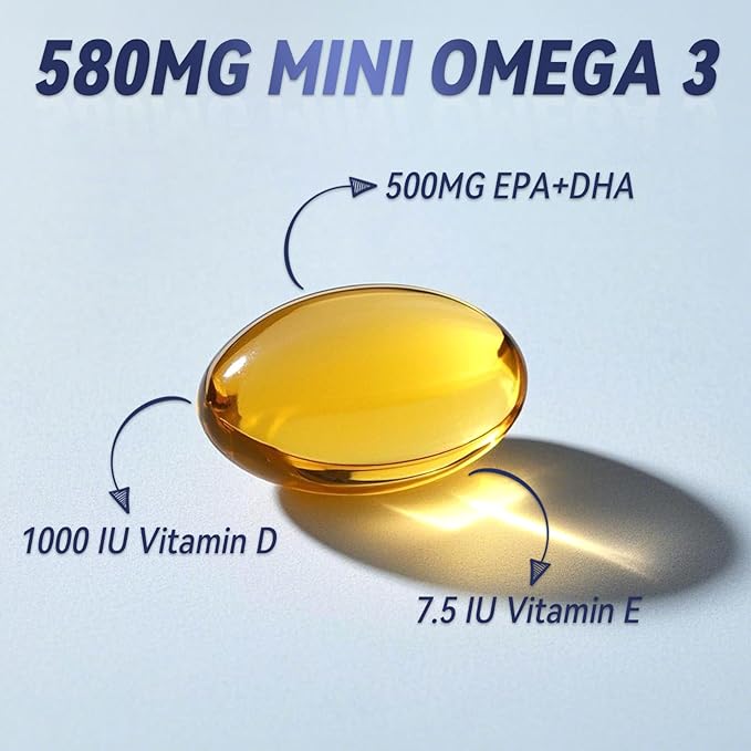 Dr.Brian Omega 3 Fish Oil 580mg per Pill, 3X Absorption rTG EPA DHA Omega 3 Supplement, Easy Swallow Mini Fish Oil Softgels for Heart, Brain, Eyes, Immune Healthy - Lemon Flavored, 130 Count