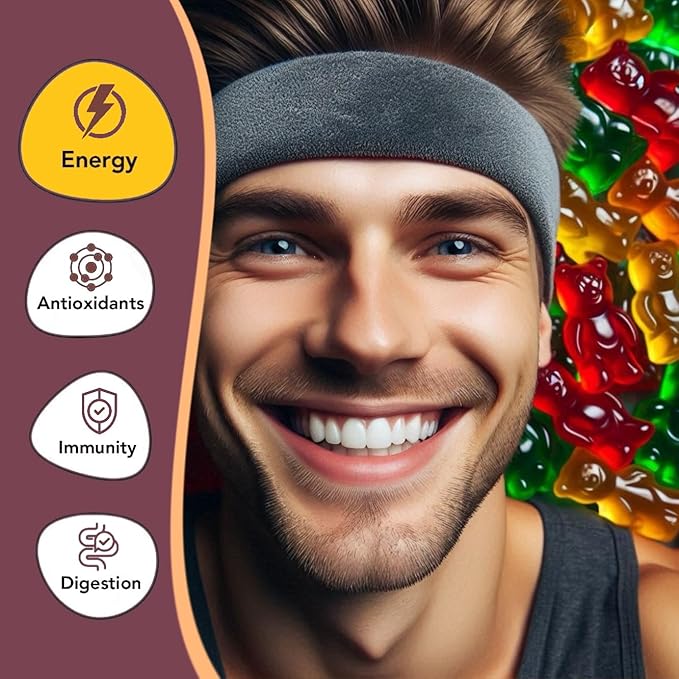 Cordyceps Mushroom Gummies| 5400*mg per Serving| Cherry, Grape, Apple, Orange| 60 Pectin Gummies| Natural Energy Boost Stamina Endurance Gummies| Vegan Supplement| Made in USA