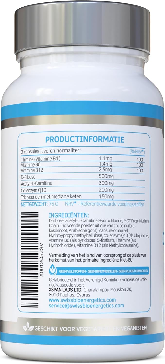 CardioDefence – 90 Capsules – a precise balance of CoQ10, D-Ribose, Acetyl L-Carnitine, B Vitamins and MCT to contribute to the normal function of the heart and reduce tiredness and fatigue