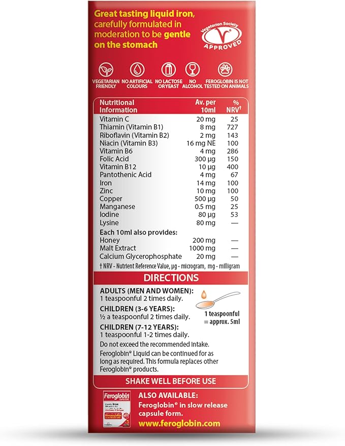 Gentle Iron and Nutrient Liquid - Reduce Tiredness and Fatigue | Maintain Health and Vitality | Natural Iron Source