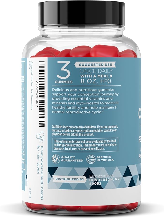 Conception for Her Fertility Gummies - Fertility Supplements for Women with Myo Inositol, Folate & More Essential Nutrients - Delicious Juicy Strawberry Hormone Balance Vitamins, 75 ct Gummies