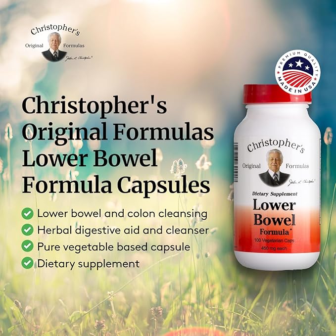 Christopher's Original Formulas Lower Bowel Cleanse Formula Capsules - Herbal Laxative Colon Cleanse and Gut Cleanse 100 ct. - Pack of 4
