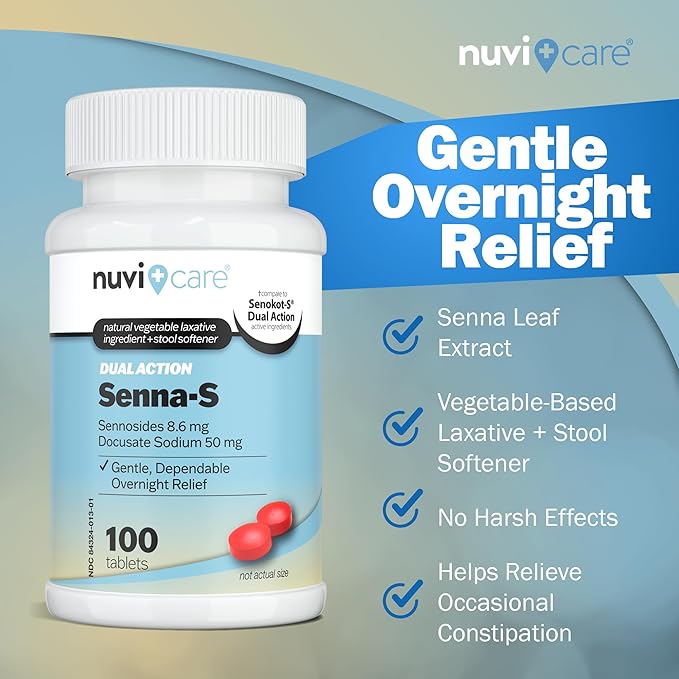 Senna Plus Laxative Stool Softener - Docusate Sodium (50mg) Stool Softener with Stimulant Laxative Sennosides (8.6mg) - Compare to Senokot-S for Occasional Constipation Relief* (100 Tablets)