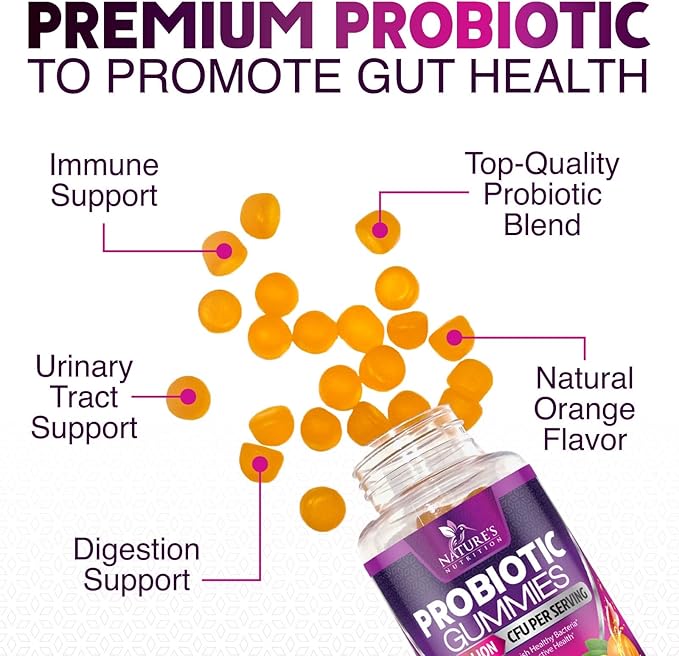 Probiotic Gummies for Women & Men's Digestive Health, 5 Billion CFU, Best Daily Probiotics Gummy for Vaginal, Immune Support & Gut Health, Supports Occasional Constipation Gas & Bloating, 60 Gummies
