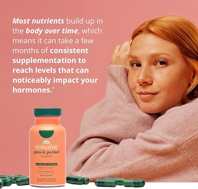 PMS & Period Relief - Menstrual Cramp Relief: No More Period Cramps, Mood Swings, or Bloating. PMS Supplement for Happy Hormones and Period Relief. (40 Count)