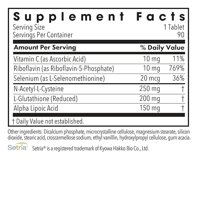 Allergy Research Group ThioDox Supplement - Glutathione Complex, L-Glutathione with Vitamin C, NAC, Alpha Lipoic Acid, Tablets - 90 Count