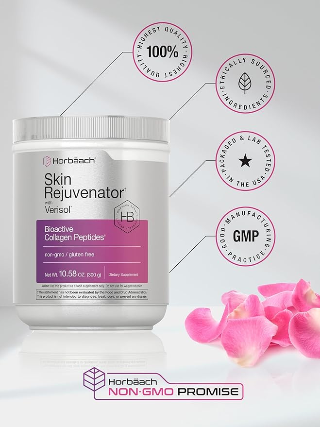 Horbäach Skin Rejuvenator with Verisol 10.58 oz | Bioactive Collagen Peptide Powder | Types I and III | Non GMO, Gluten Free Supplement
