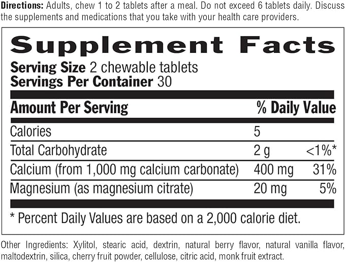 Country Life Acid Rescue Chewable Tablets - Certified Vegan & Gluten-Free Heartburn Relief, 400mg Calcium & Magnesium, Non-GMO, Sugar-Free Berry Flavor, Supports Bone Health, 60 Count