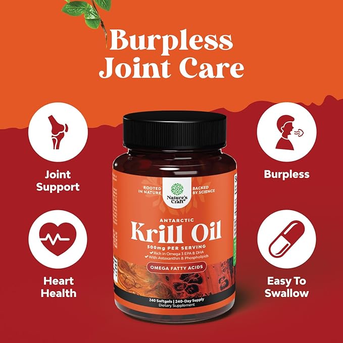 Antarctic Krill Oil 500mg Softgels - Omega 3 Krill Oil Supplement with EPA DHA & Astaxanthin for Brain Joint & Heart - 3rd Party Lab Tested No Gluten GMOs or Fishy Aftertaste - 2 Packs