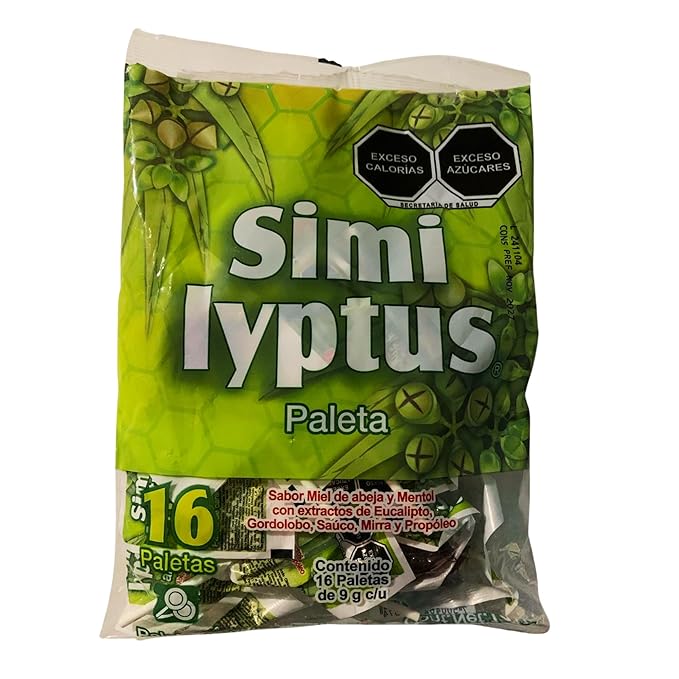 Similyptus Lollipops – Menthol, Honey & Eucalyptus with Propolis – Soothing Natural Relief for Throat & Cough/Paletas Similyptus Mentol Miel Eucalipto con Propóleo Dr. Simi - 16 pzs