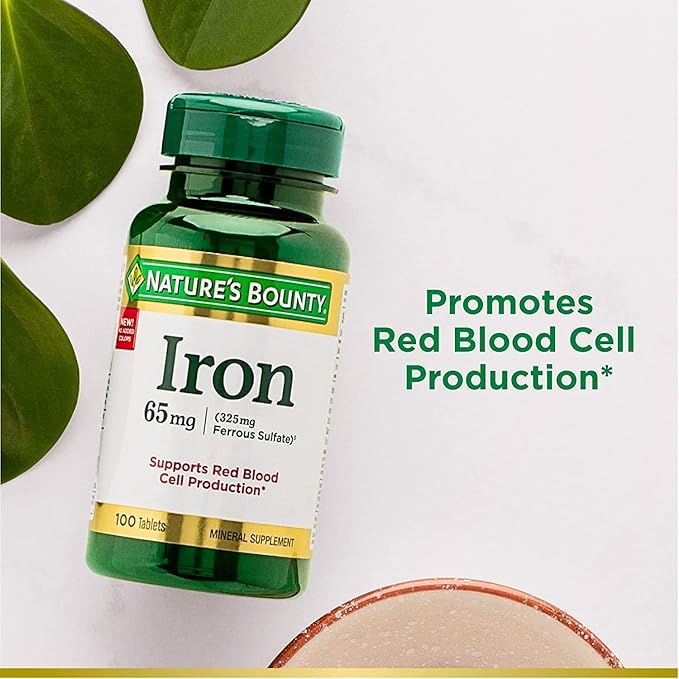 Iron 65mg, 325 mg Ferrous Sulfate,, 100 Tablets,..