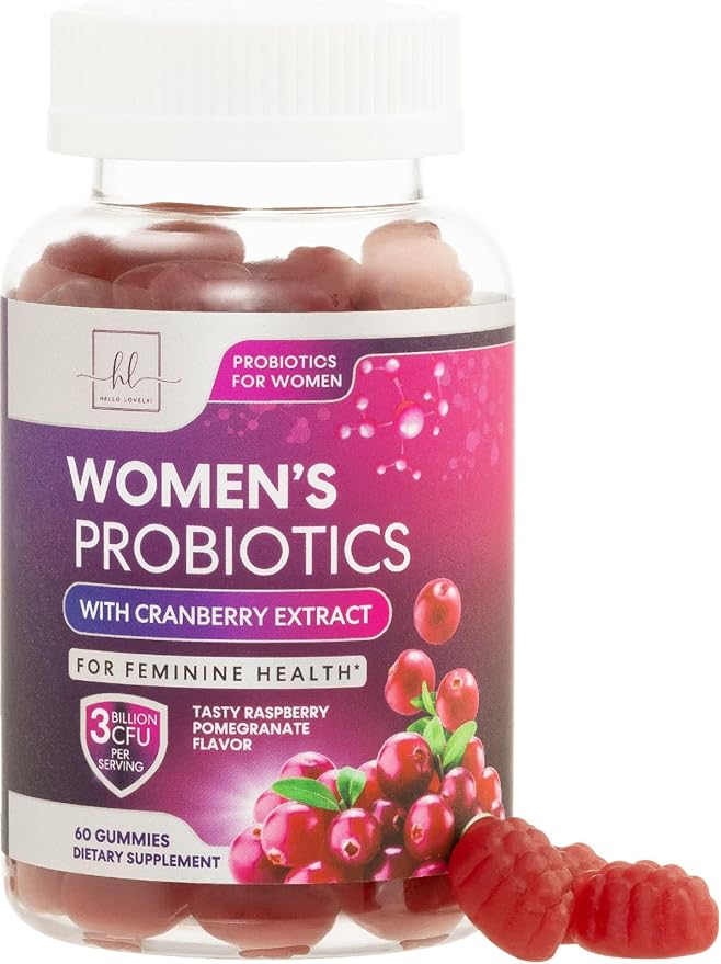 Probiotics for Women with Cranberry Extract - 6 Premium Strains for PH Balance, Digestive Health, Vaginal & Immune Support, 3 Billion CFU, Womens Probiotic Gummy for Feminine Health - 60 Gummies