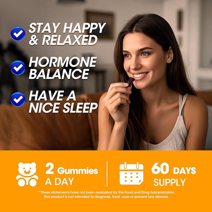 Cortisol Supplements for Women & Men, 15-in-1 Calm Cortisol Gummies with Ashwagandha, Magnesium, L-theanine, GABA, Phosphatidylserine, Vitamin C, D3, B6 for Mood, Sleep, Focus Support - Vegan, 2 Pack