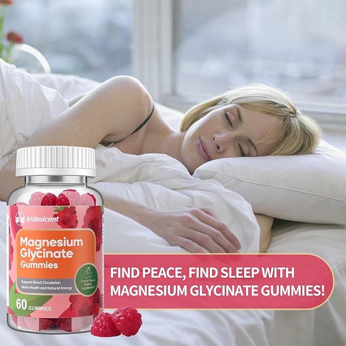Magnesium Glycinate Gummies 400mg, Sugar Free Magnesium Supplement w/Ashwagandha, Zinc, Vegan Magnesium Glycinate Supplement for Adults - 60 Cherry Gummies