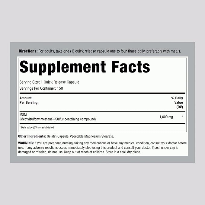 Lindberg MSM Capsules 1000mg | 150 Pills | Supplement for Women and Men | Methylsulfonylmethane | Non-GMO, Gluten Free