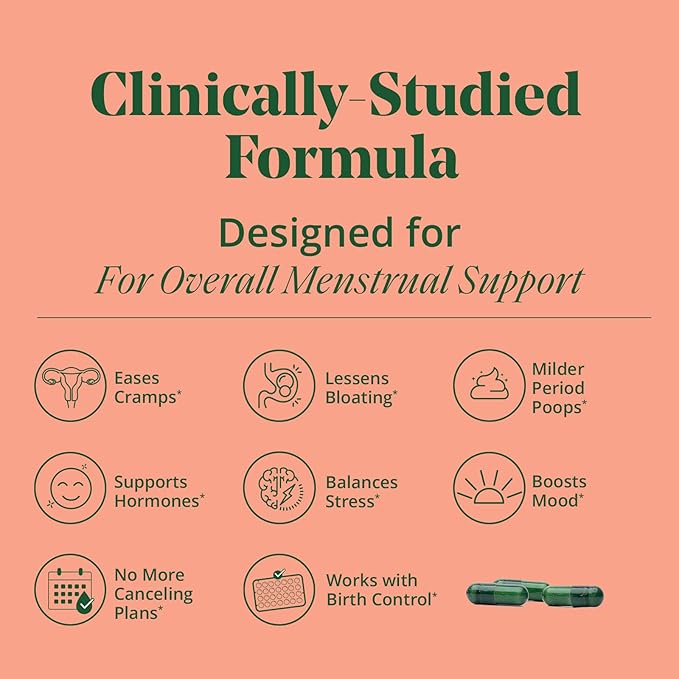PMS & Period Relief - Menstrual Cramp Relief: No More Period Cramps, Mood Swings, or Bloating. PMS Supplement for Happy Hormones and Period Relief. (40 Count)