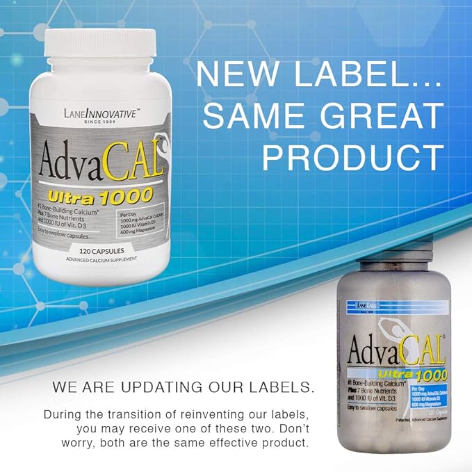 Lane Innovative - AdvaCAL Ultra 1000, Bone Building Calcium, Including Vitamin D3 and Magnesium, Easy Absorption (40 Servings)
