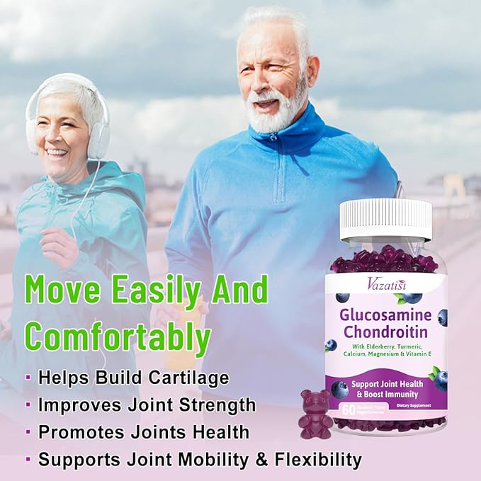 Glucosamine Chondroitin Gummies - Glucosamine Gummies with MSM, Turmeric & Boswellia, Support Cartilage, Joint Structure & Tissue, Joint Support Supplement for Men and Women - 60 Cts