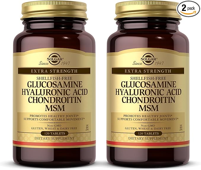 SOLGAR Glucosamine Hyaluronic Acid Chondroitin MSM - 120 Tablets, Pack of 2 - Promotes Healthy Joints, Supports Comfortable Movement - Non-GMO, Gluten Free - 80 Total Servings