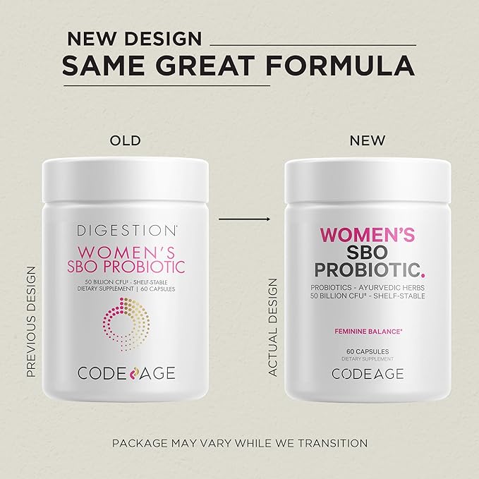 Codeage Women’s Probiotics Supplement - 50 Billion CFUs - SBO Probiotics & Prebiotics - Cranberries - Feminine Health - Fermented Botanical Blend, Whole Food Supplement - Vegan, Non-GMO - 2 Pack