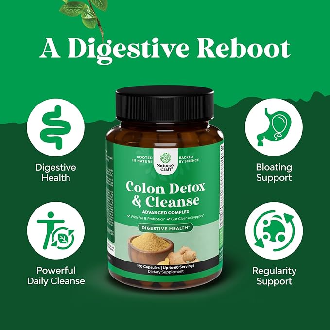 Herbal Colon Cleanse for Women & Men - 15 Day Gut Cleanse Detox for Women with Senna Leaf Cascara Sagrada & Psyllium Husk for Fasting Acting Relief - 3rd Party Tested Made in the USA (60 Servings)