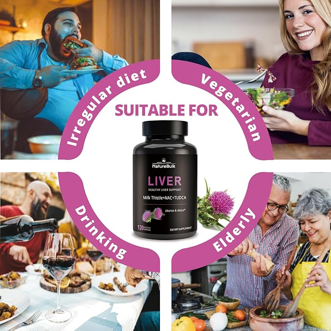 Premium Liver Support Complex - 120 Capsules with TUDCA, NAC, Milk Thistle Extract & Astragalus - Advanced Formula with Choline, Vitamin E & Zinc - 30 Day Supply