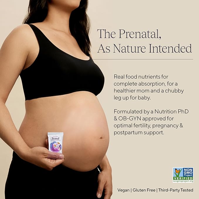 Daily Tend Best Prenatal Vitamin Bar, Made with Organic Ingredients for Pregnant & Postpartum Mothers, Includes DHA, Vitamin D, Folate, Sunflower Lecithin, Peanut Butter Chocolate Flavor (7 ct)