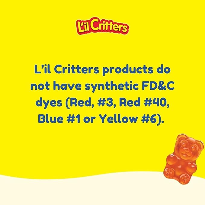L’il Critters Probiotic Daily Gummy Supplement for Kids, for Digestive Health Support, Grape, Cherry and Orange Flavors, 60 Gummies
