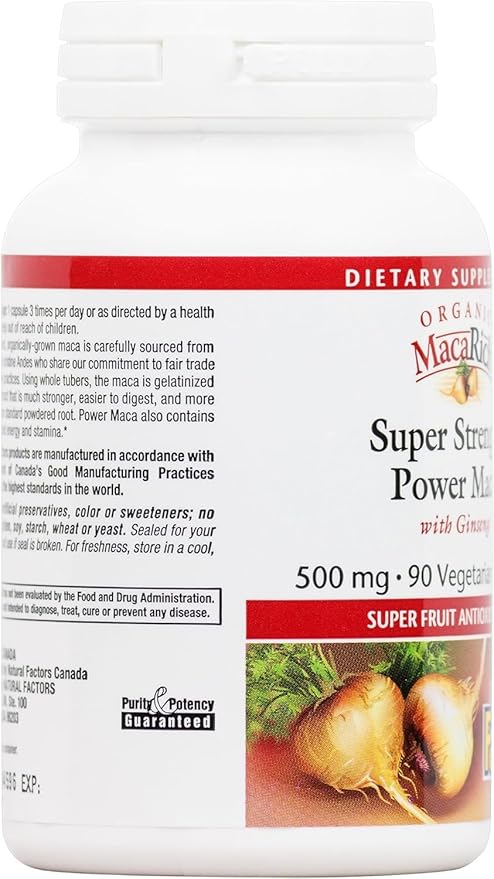MacaRich by Natural Factors, Super Strength Power Maca, Superfruit Antioxidant Supplement with Ginseng, 90 capsules (90 servings)