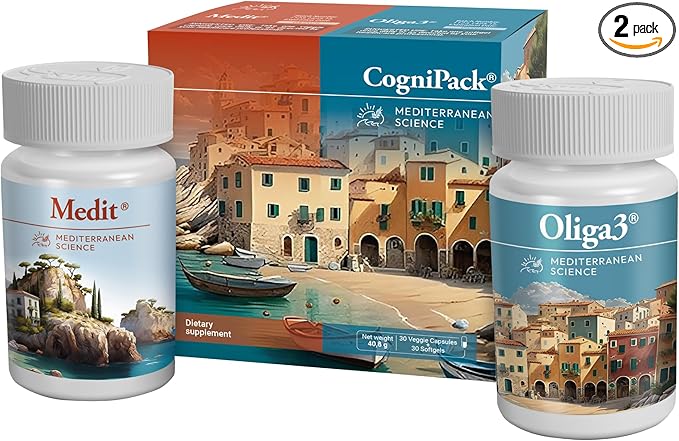 Brain Boosting Vitamins for Memory & Focus | Omega-3 EPA DHA with Vitamin E, D, Magnesium, Zinc, Selenium | Mediterranean Diet | Saffron | CogniPack