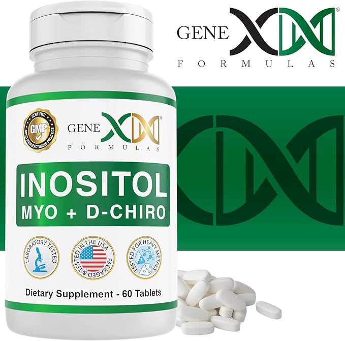 Genex Formulas 40:1 Myo-Inositol 2000mg D-Chiro Inositol 50mg (60 Tablets) Supports Hormone Balance & Ovarian Function - Vegan, Gluten Free, Non-GMO (30 Day Supply)