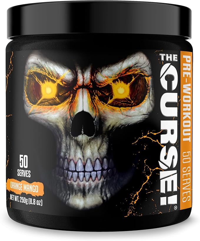 JNX SPORTS The Curse! Pre Workout Powder for Men & Women, Caffeine, Beta-Alanine, Creatine, L-Citrulline, 50 Servings, Orange Mango Flavor – Boost Energy, Strength & Focus