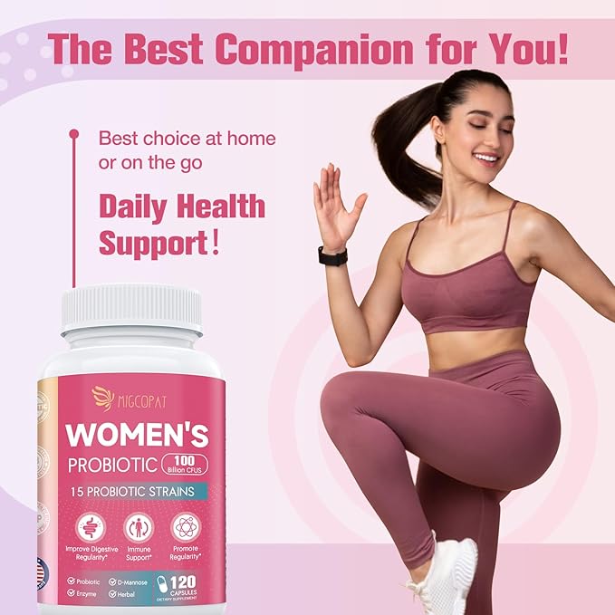 Probiotics for Women, 100 Billion CFU Womens Probiotic with Prebiotics, Digestive Enzymes, D-Mannose & Cranberry Extract for Immune Support, Vaginal & Urinary Health, Digestive Balance - 120 Capsules