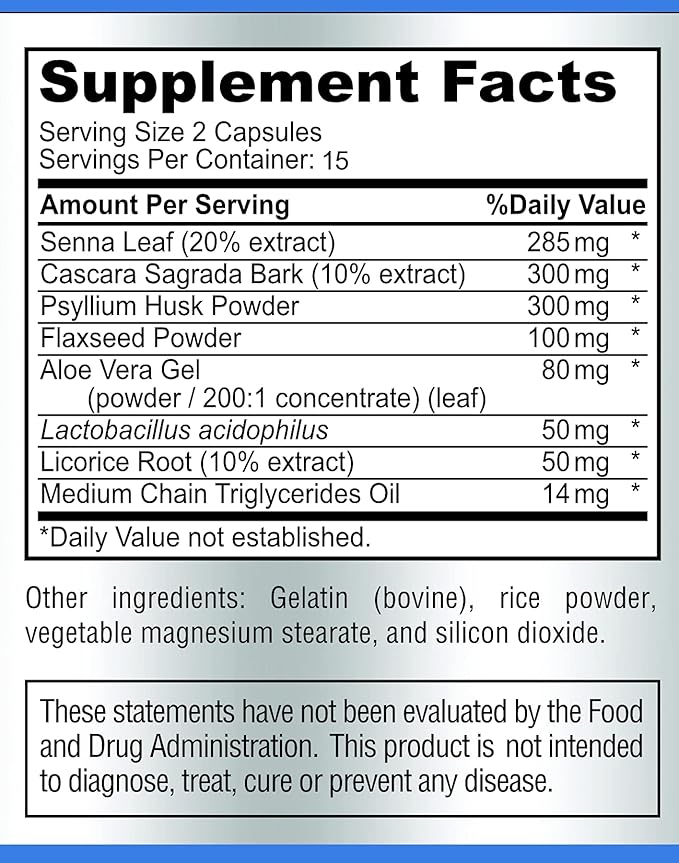 15 Day Colon Cleanse and Detox, Herbal Detox Formula, Supports Weight Loss, Constipation Relief - Boosts Energy. Flush Toxins, Natural Safe Colon Cleanser for Men and Women - 30 Capsules