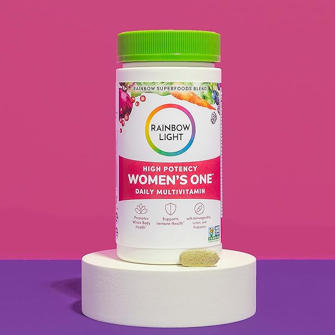 Rainbow Light Womens One High-Potency Daily Multivitamin, Womens Multivitamin Provides High-Potency Immune Support, With Vitamin C, Biotin and Ashwagandha, Vegetarian, 60 Count