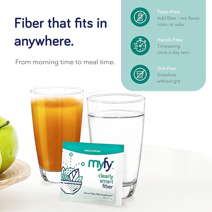 MyFy Natural Prebiotic Fiber Supplement Powder - Clear, Soluble, Daily Digestive Support for Gut Health & Regularity - Non-GMO, Taste-Free, Sugar-Free, Gluten-Free - 10.6oz (60 Servings)