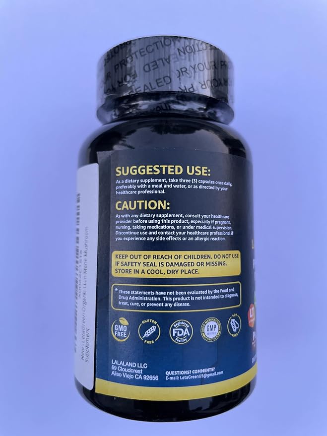 Organic Lions Mane Supplement Capsules - 120 Real Mushrooms Lion's Mane Capsules with Ginkgo Biloba Herb, Bacopa Monnieri - Nootropics Brain Support - Lion Mane Mushroom Supplement