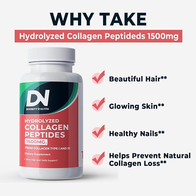 Collagen Complex Premium Supplement 1500 Mg Collagen Type I and III Hydrolyzed Multi Collagen Capsules Support Healthier Hair Skin Bone & Joints Non GMO 120 Veggie Capsules Made in USA