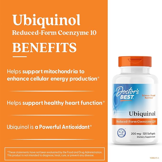 Doctors Best Ubiquinol, Reduced-Form Coenzyme Q1, Non-GMO, Gluten Free, Soy Free 120 Softgels