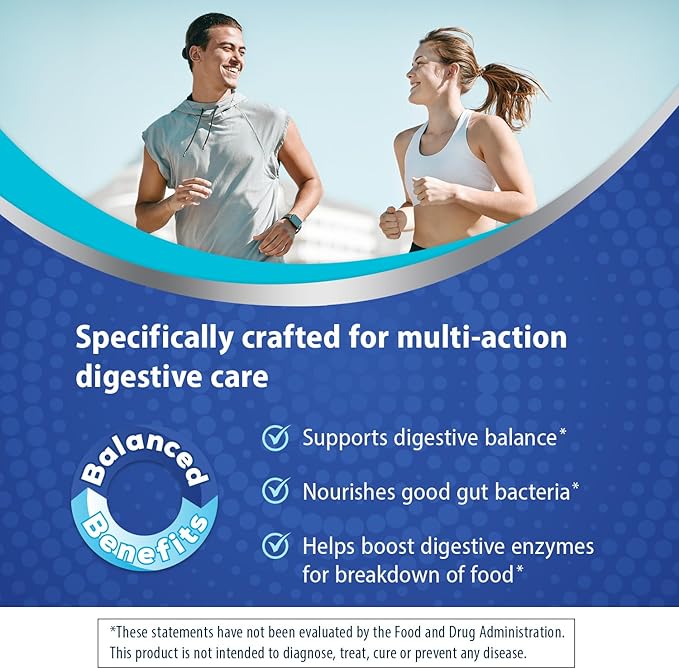 Florastor Digestive and Metabolic Support Probiotic Blend, Prebiotic and Probiotic Gummies for Multi-Action Digestive Health Care, with Vitamin B12, 56 Gummies