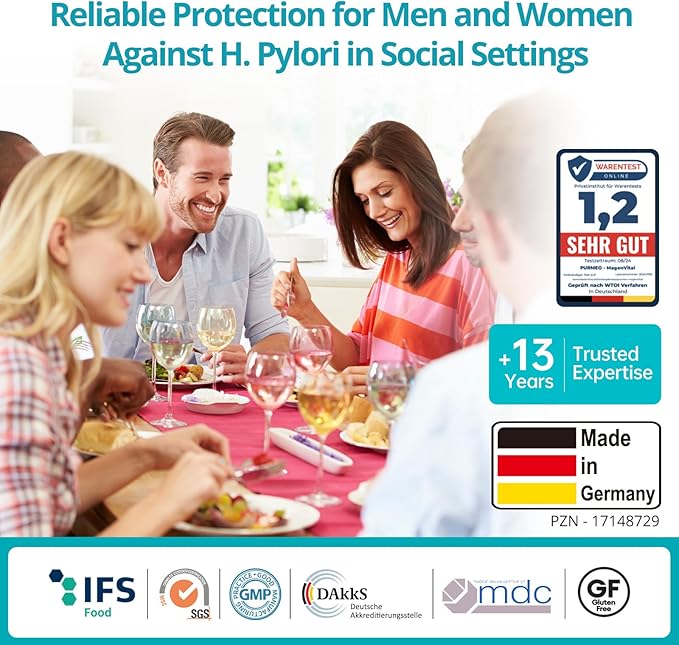 5 in 1 High Potency H. Pylori Treatment Probiotics - Gastritis Support - 1 Per Day - Pylopass Lactobacillus Reuteri DSM17648 - No Refrigeration Needed - Made in Germany