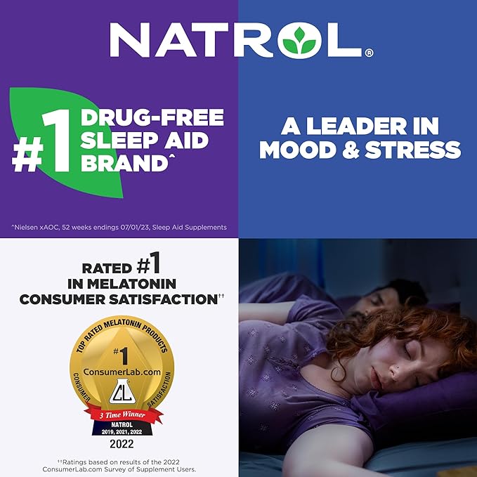 Natrol Melatonin + 5-HTP Advanced Time Release Sleep Aid, Triple Action Formula, Calm the Mind, Fall Asleep Faster and Stay Asleep Longer, 60 Bi-Layer Tablets, Up to a 60 Day Supply