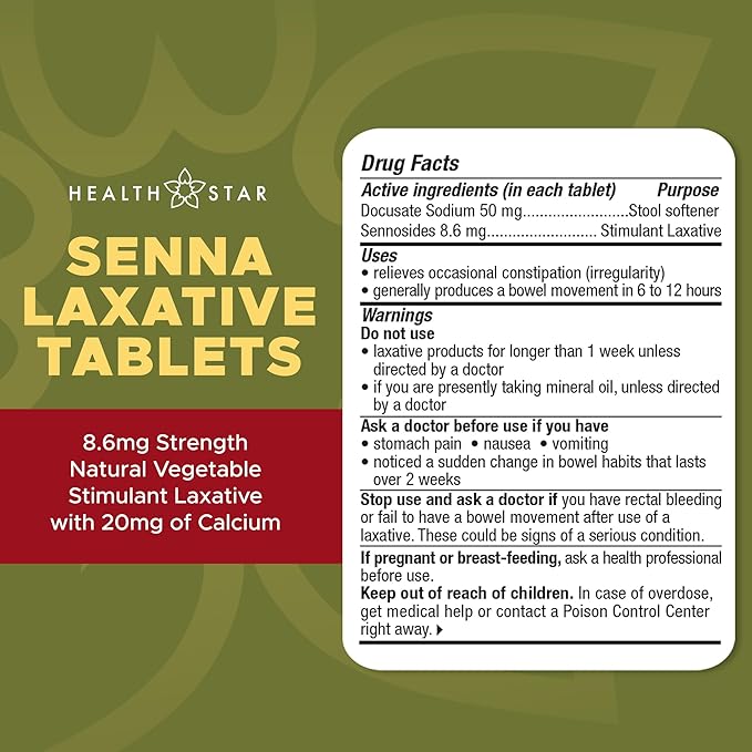 GeriCare Senna Plus Laxative & Stool Softener Tablets 50mg / 8.6mg Strength Natural Vegetable Stimulant Laxative | Gentle Constipation Relief | Docusate Sodium for Bowel Movement