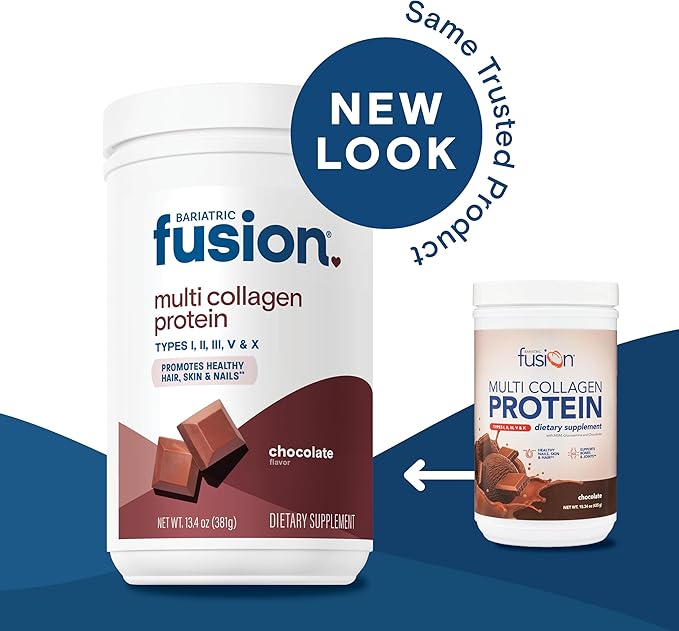 Bariatric Fusion Chocolate Multi Collagen Protein Powder | Hydrolyzed Collagen Peptides Powder Plus Joint Support Complex of MSM and Glucosamine | Type 2 | Dairy, Gluten & Soy Free | 30 Servings