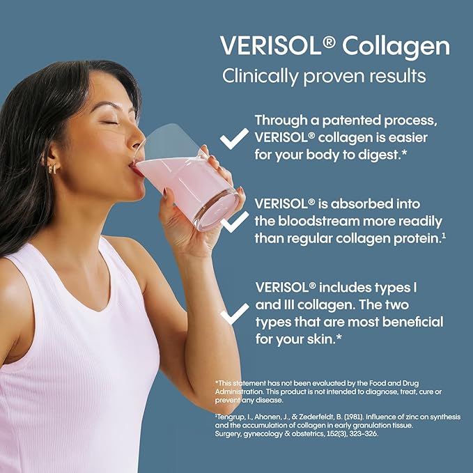 Hydralyte Verisol Collagen Packets with Electrolytes, Hydration Packets with Collagen for Women and Men, Electrolytes Powder with Collagen for Travel and Daily Hydration with Vitamin C (30 Count)
