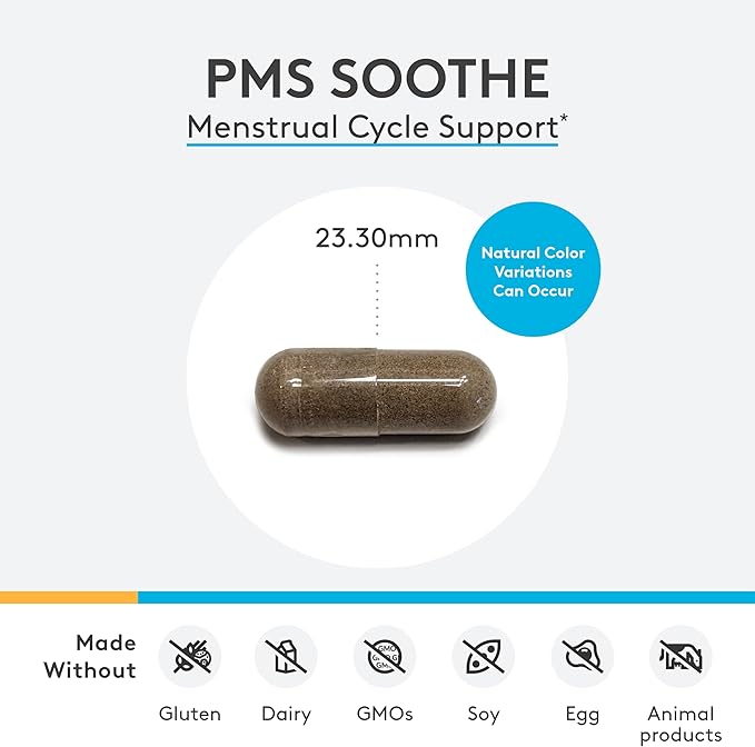 XYMOGEN PMS Soothe Cycle Support Supplement for Women - with Dong Quai, Chaste Tree Extract, Dandelion, Ginger & Licorice Root - Vegan + Gluten Free (60 Capsules)