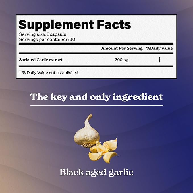 Aged Black Garlic Capsules | Helps Promotes Immune Health | Supports High Absorption - 30 Capsules