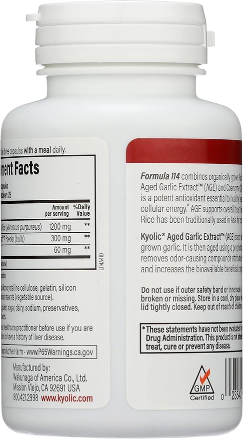 Kyolic Aged Garlic Extract Formula 114, Red Rice Yeast & Coq10, 75 Capsules (Packaging May Vary)