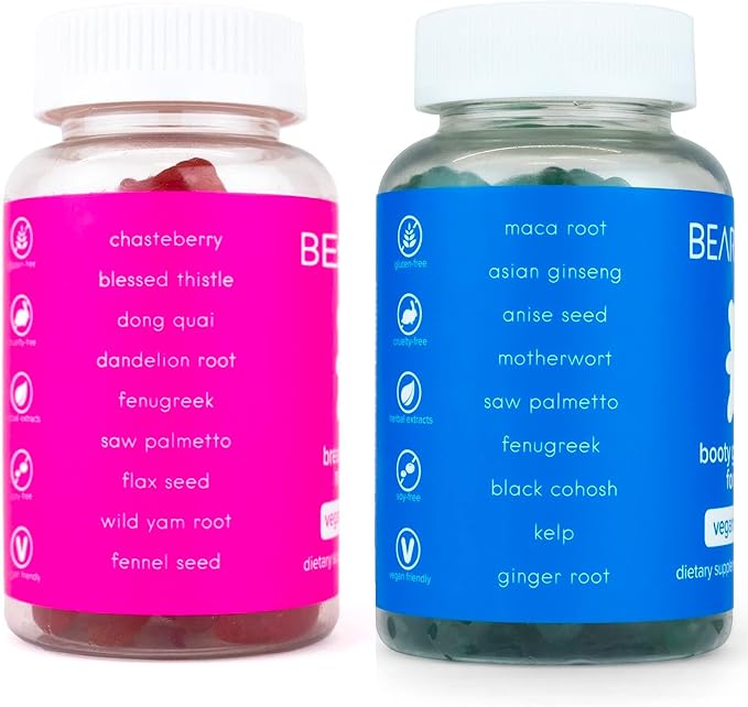 BEARVANA Top Support & Peach Support Combo Pack Gummies for Women | Workout Aid | Fitness Supplement | 9 Herbal Extracts Including Fenugreek, Maca Root, Fennel Seed | Essential Vitamins| Berry Flavor