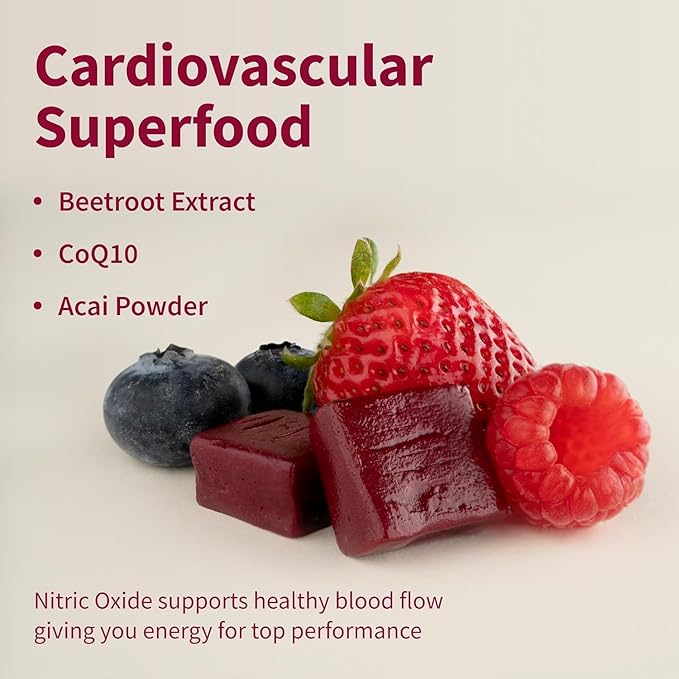 Snap Supplements USDA Organic Beet Root Powder, 3-in-1 Nitric Oxide Supplement, Support Healthy Blood Pressure and Blood Circulation, 250g (60 Servings (Pack of 1), Mixed Berry (Chews))